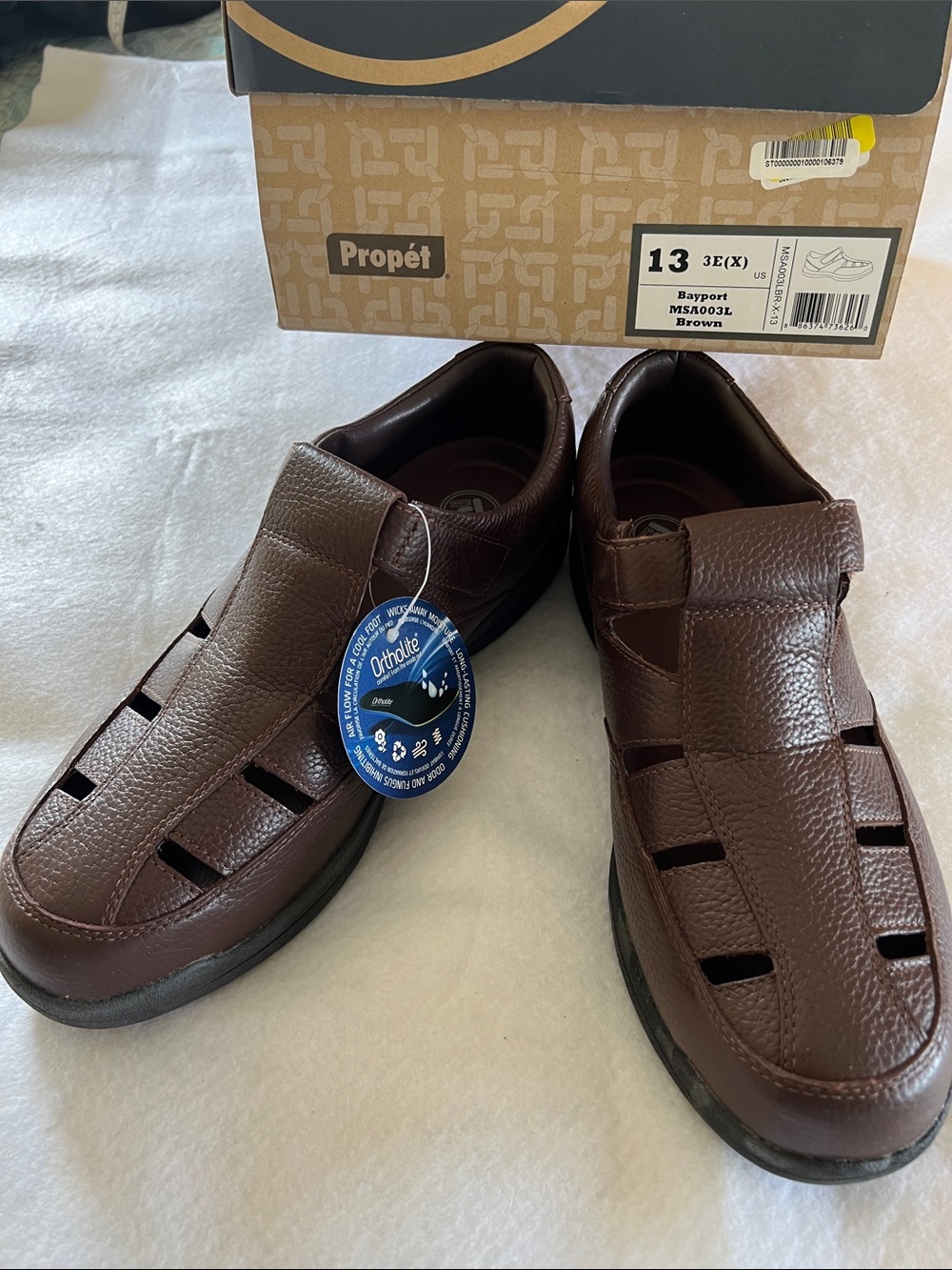 Propet Ortholite Brown Men's Fisherman Closed-Toe Leather Sandals